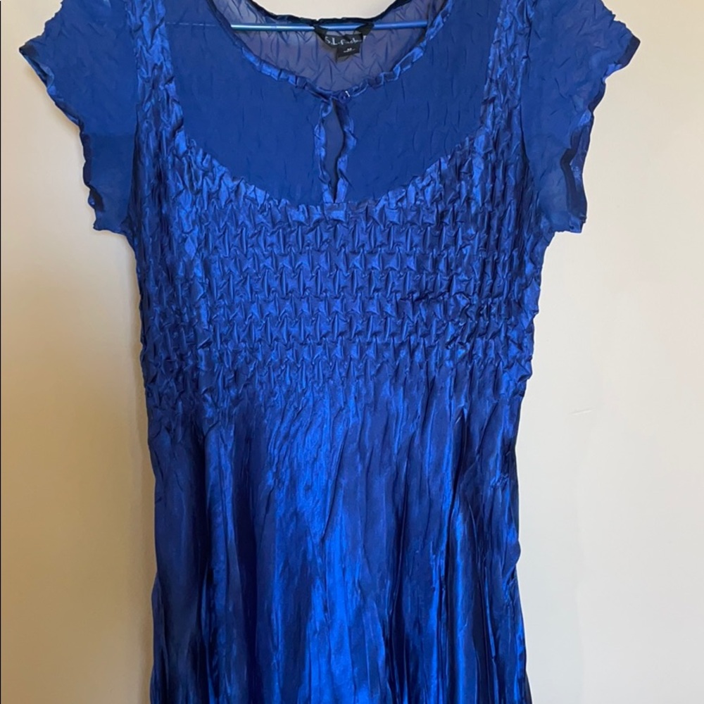 S.L.fashions pleated satin dress
